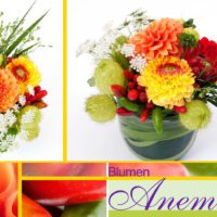 Blumengesteck gelb und rot bei Blumen Anemone In München